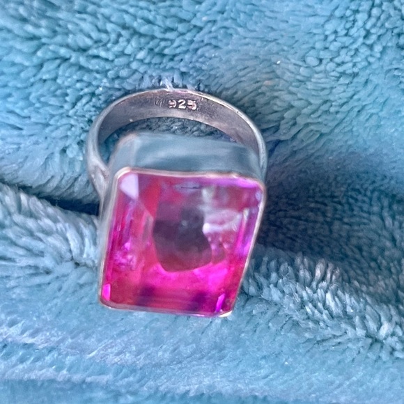 bicolor Tourmaline Ring sterling silver plated size 8 artisan India new - Picture 8 of 10